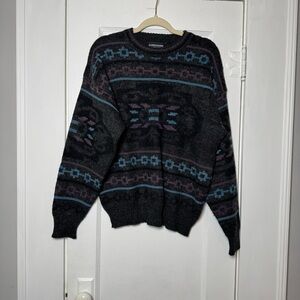 Vintage Expressions International Fisherman Aztec Print Crewneck Sweater Large